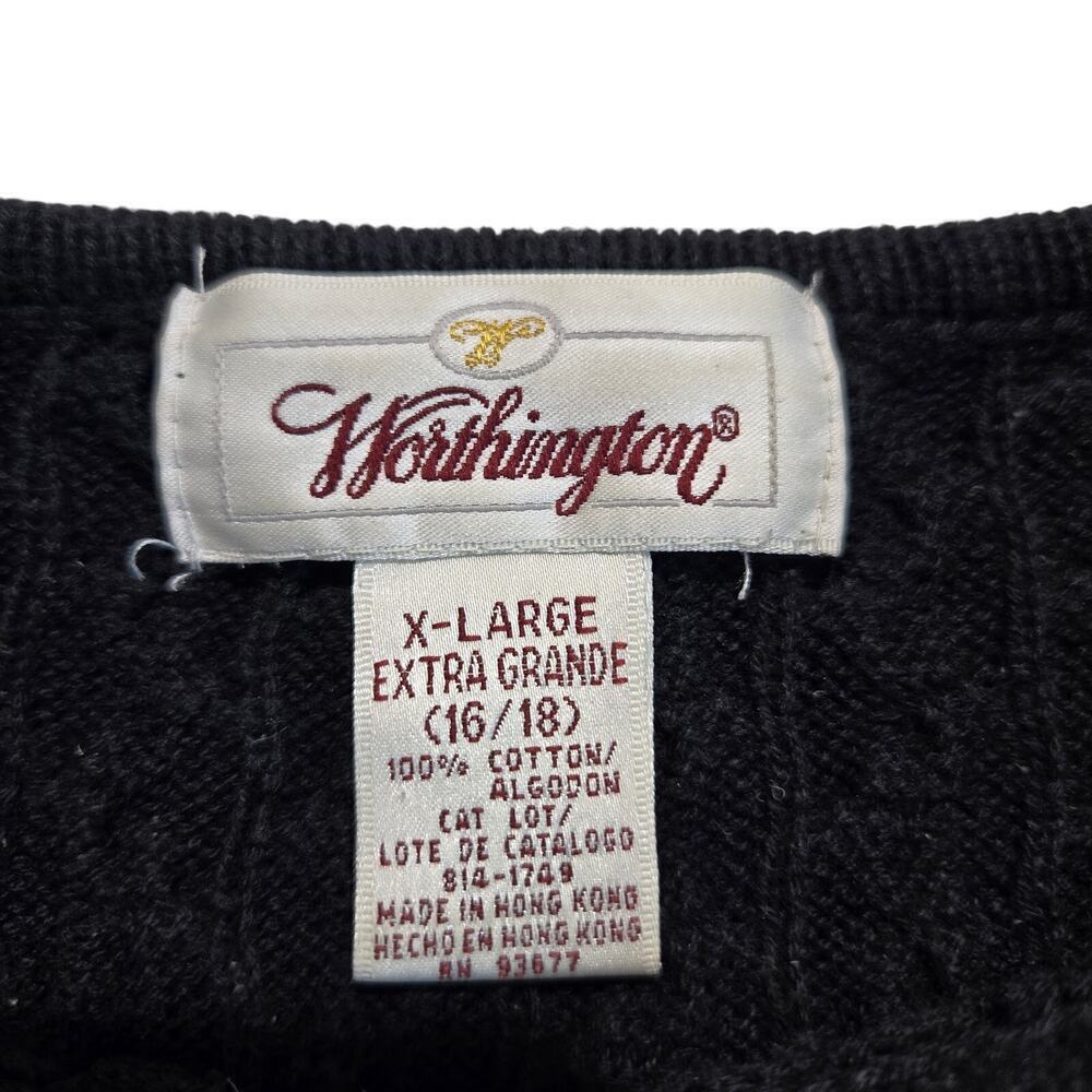 Vtg Worthington Black Long Sleeve Cable Knit Pullover Sweater Sz XL Minimalist - Picture 2 of 8